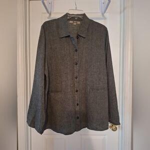 Flax 100% Linen Long sleeve button down top Women's Size Medium